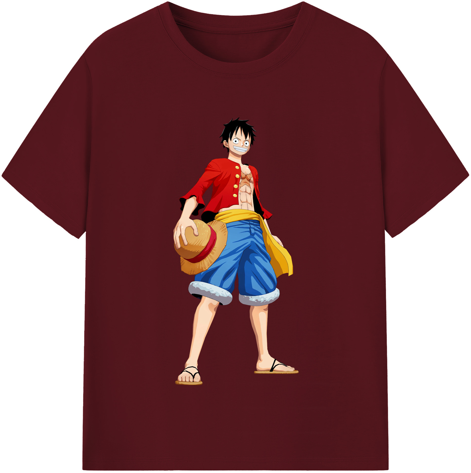ワンピース モンキー・D・ルフィ ONE PIECE Monkey D. Luffy 綿100％半袖Tシャツ（フロントプリント）